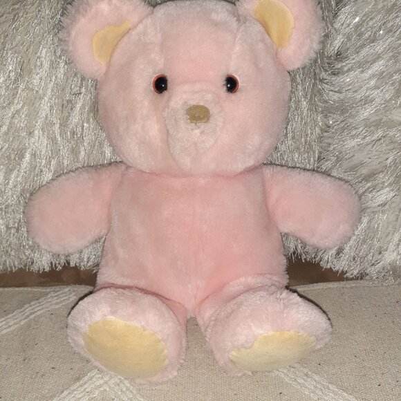 VINTAGE 1985 DAKIN PINK VERY SOFT CUDDLY PLUSH TEDDY BEAR 14" STUFFED ANIMAL - Picture 2 of 7